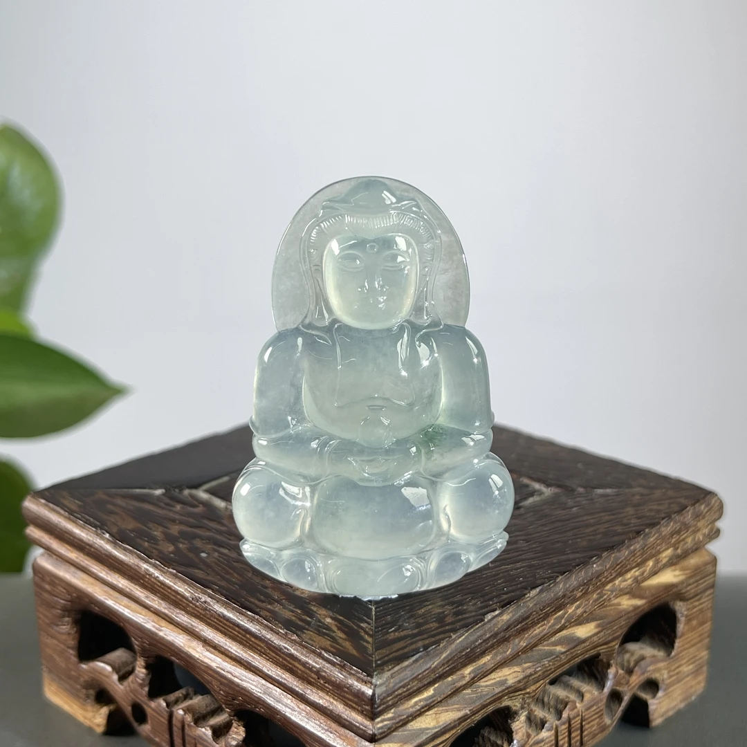 JTB25-301  天然缅甸A货翡翠  正装观音