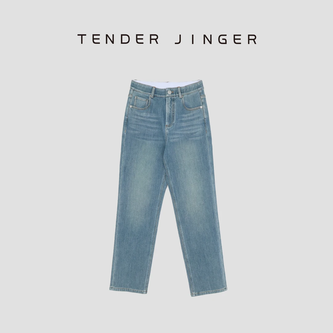 Tender Jinger【黑标】四面弹松紧腰牛仔小直筒裤T52WY358D