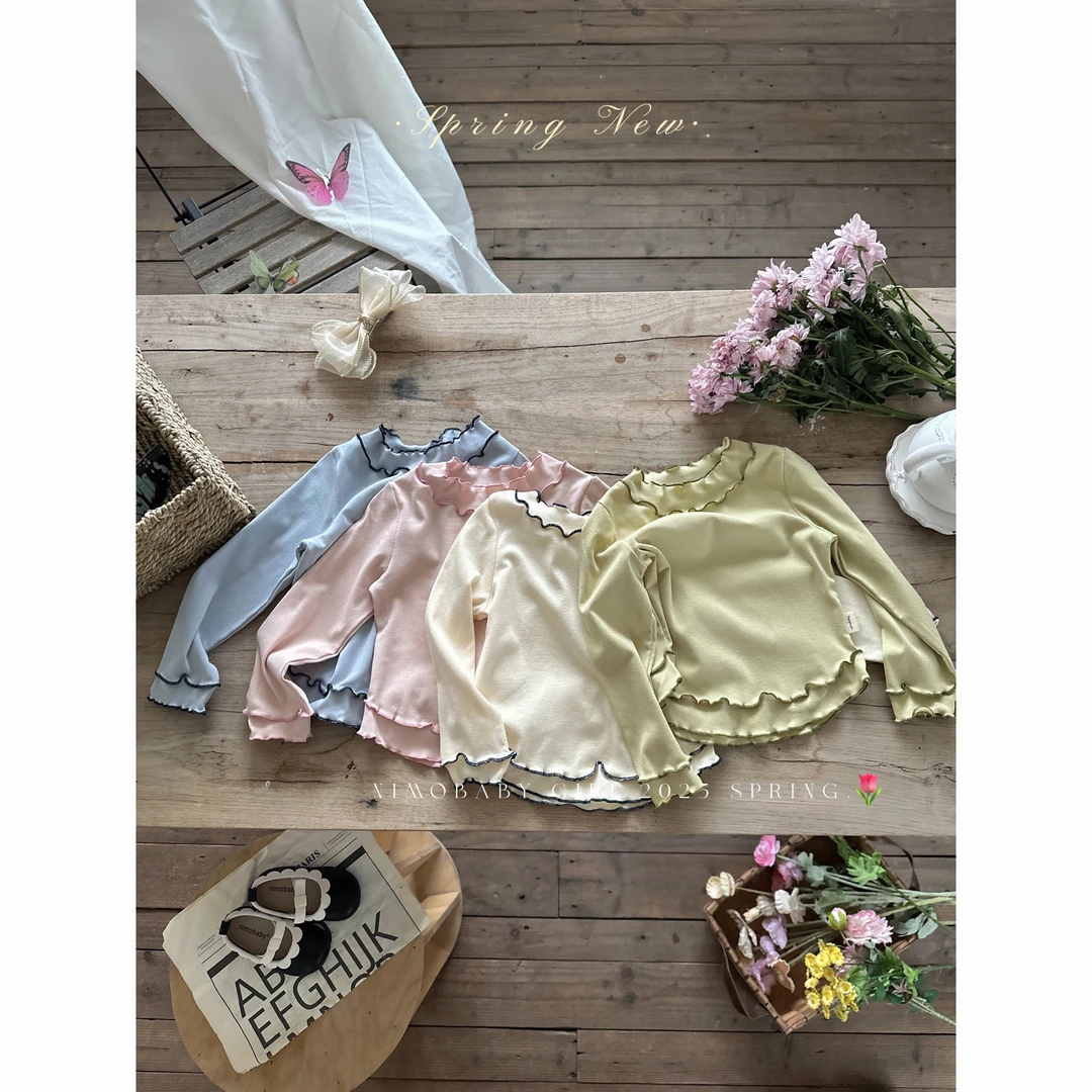 NIMO【朵朵】韩版春季新款宝宝时尚居家亲肤透气纯色打底上衣