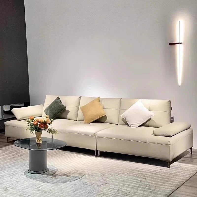 【海外版】新款意式极简高端真皮沙发轻奢客厅沙发直排大小户型平层