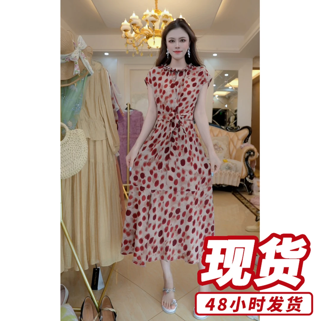 温柔I风优雅气质连衣裙2025夏季显瘦A字裙D4182