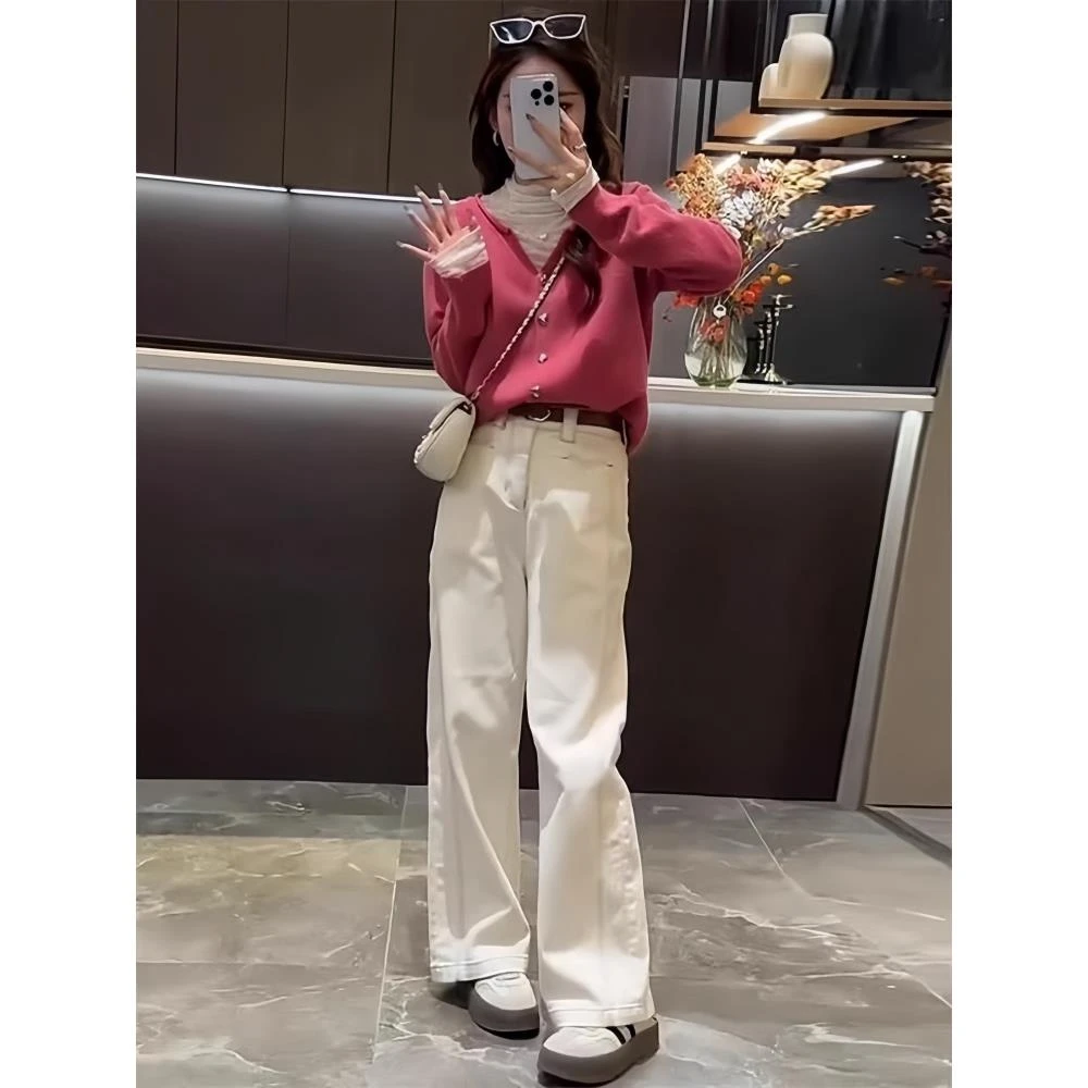 2025早春入秋搭配一整套时尚洋气高级感软糯针织上衣阔腿裤两件套