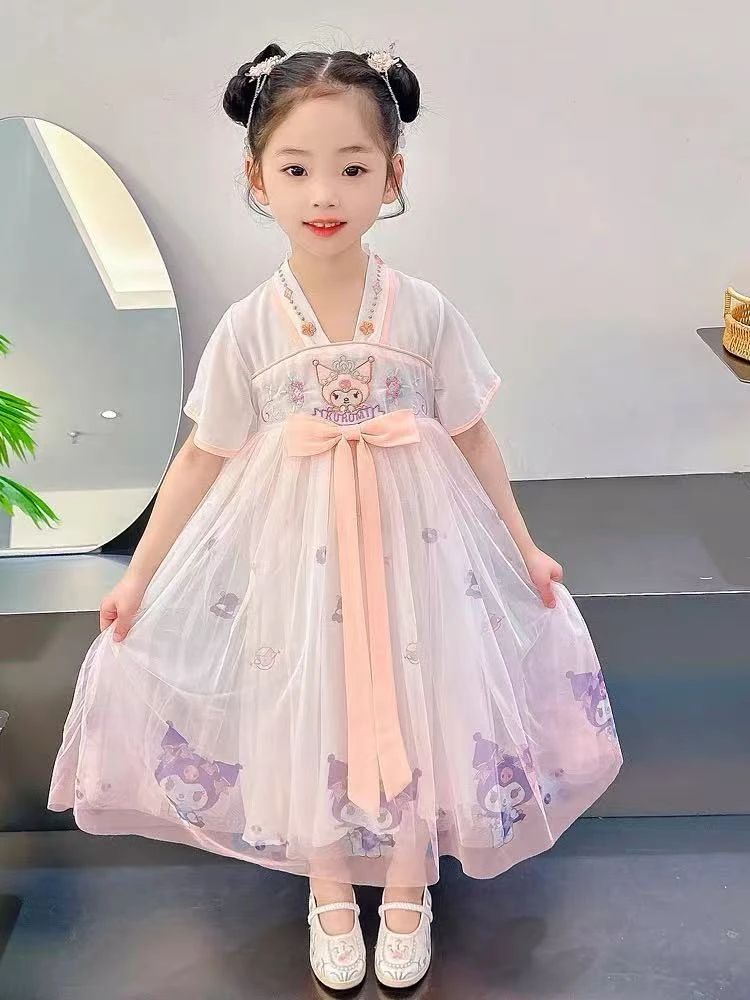短袖夏季公主风卡通动漫女连衣裙古装宝宝女童小女孩