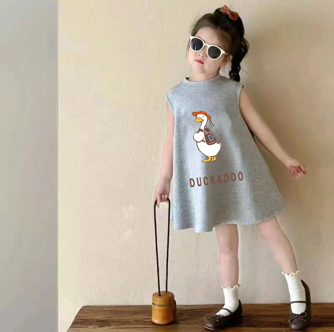 【大白鹅A字裙】女宝大摆裙中长款连衣裙宽松夏季女孩森系卡通风