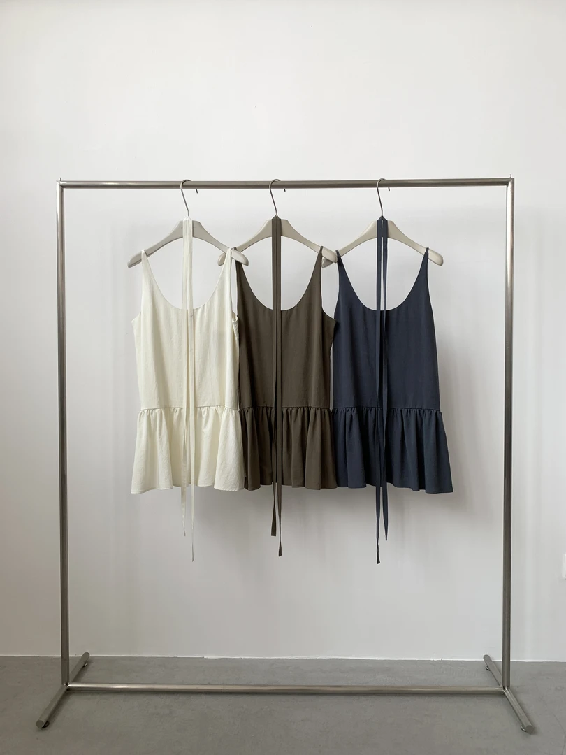 【云朵棉感】丝丝麻麻韩版气质简约百搭休闲吊带连衣裙 Y6067