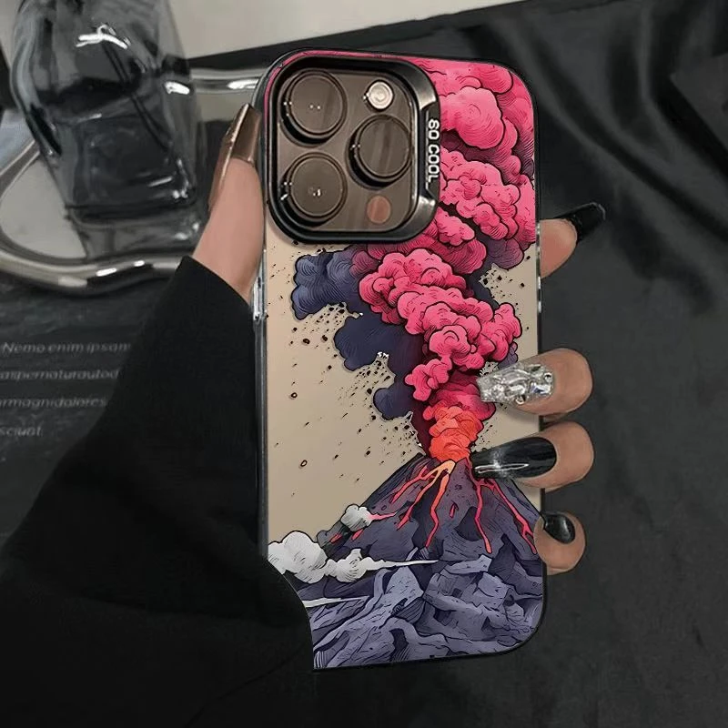 撞色元气火山喷发适用苹果16手机壳iphone15华为oppo小米vivo防43
