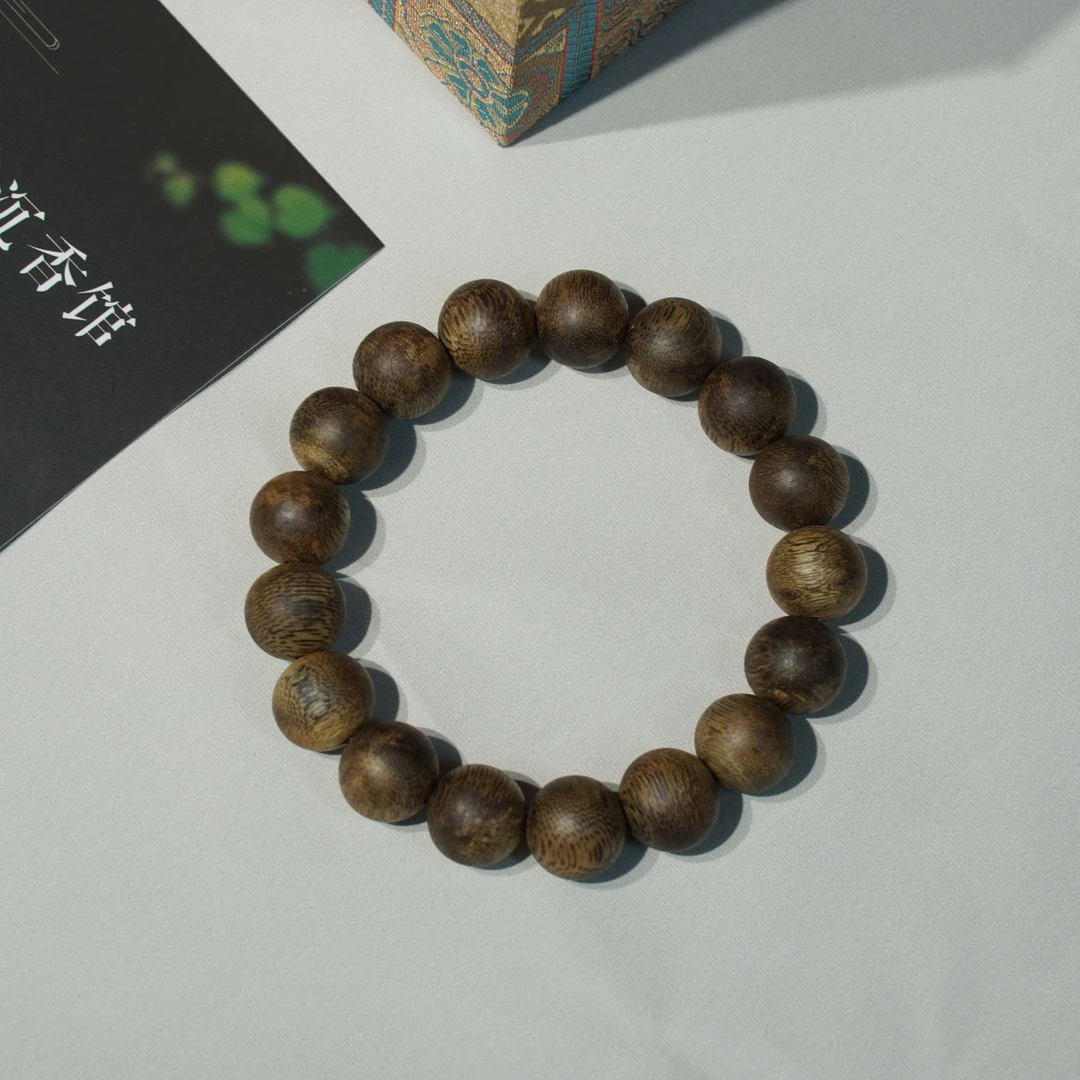 H19【奇楠母树-树心料85沉】12mm单圈圆珠沉香手串   多样性发货-