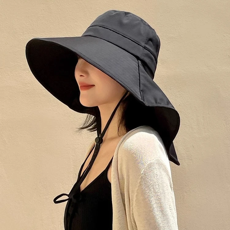 渔夫帽女钓鱼大檐帽子户外披肩护颈遮阳帽登山适合骑行太阳帽抖音
