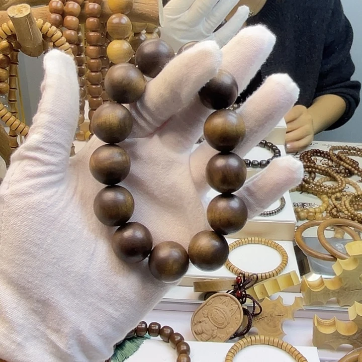 其他檀香木开播福利1.8黑肉顺纹圆珠沉水焦糖