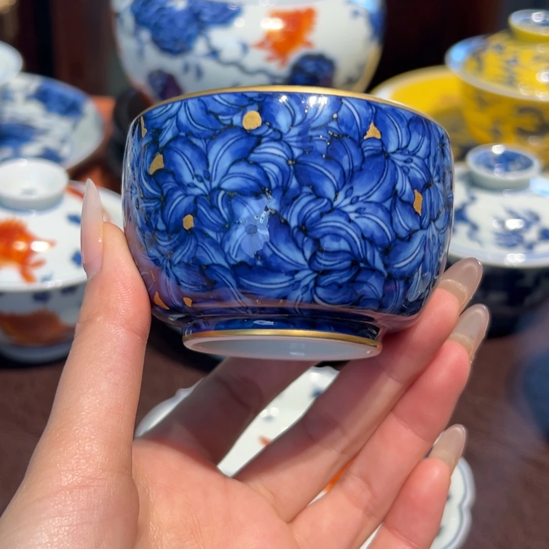 青花雯华堂手绘杯杯