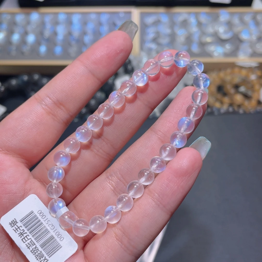 云****长石未镶嵌手链蓝月光手链6.3mm