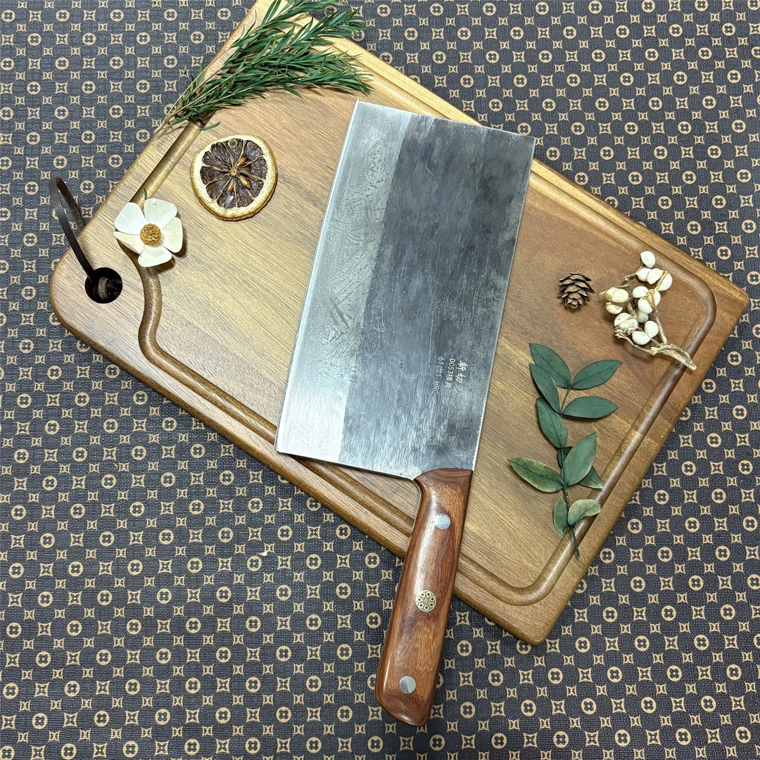 DC53锻打斩切两用菜刀砍骨头家用商用老式手工锻造厨师专用模具钢