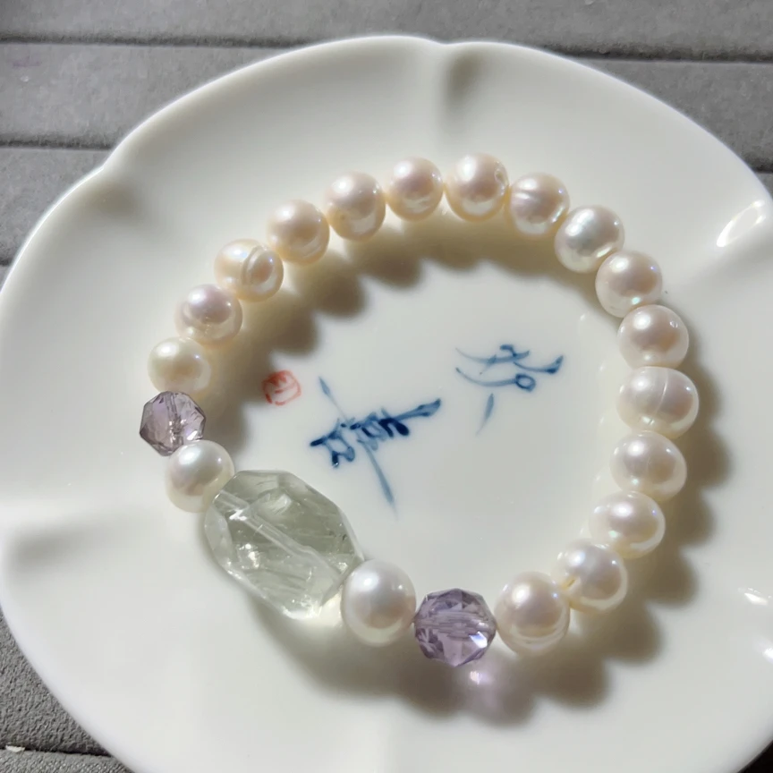 清货天然珍珠绿水晶手串