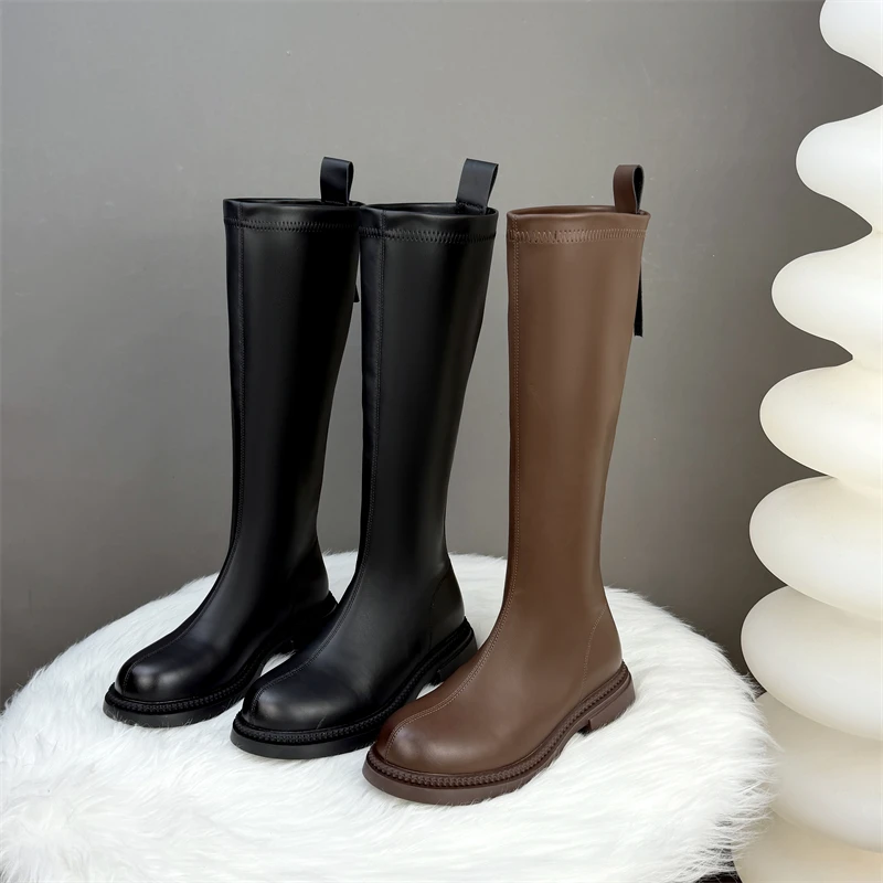 平底高个子骑士靴女2025新款冬季英伦风时尚不过膝显瘦长靴大码42
