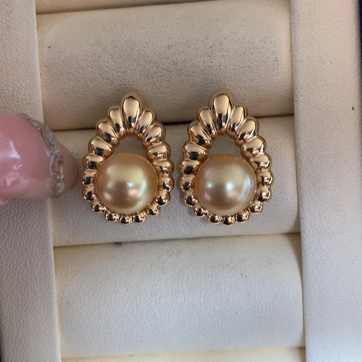 银S925镶嵌耳饰海水珍珠