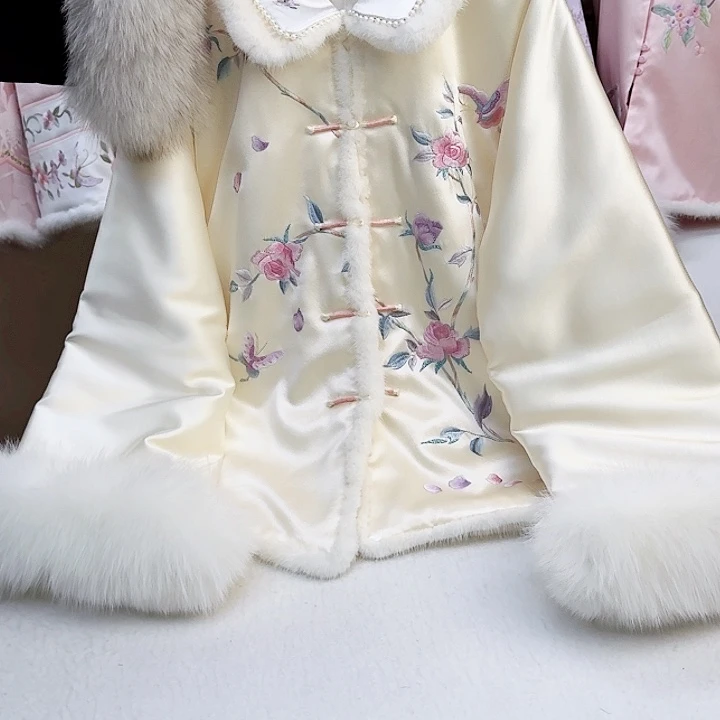 织绣真丝玫瑰花 棉服