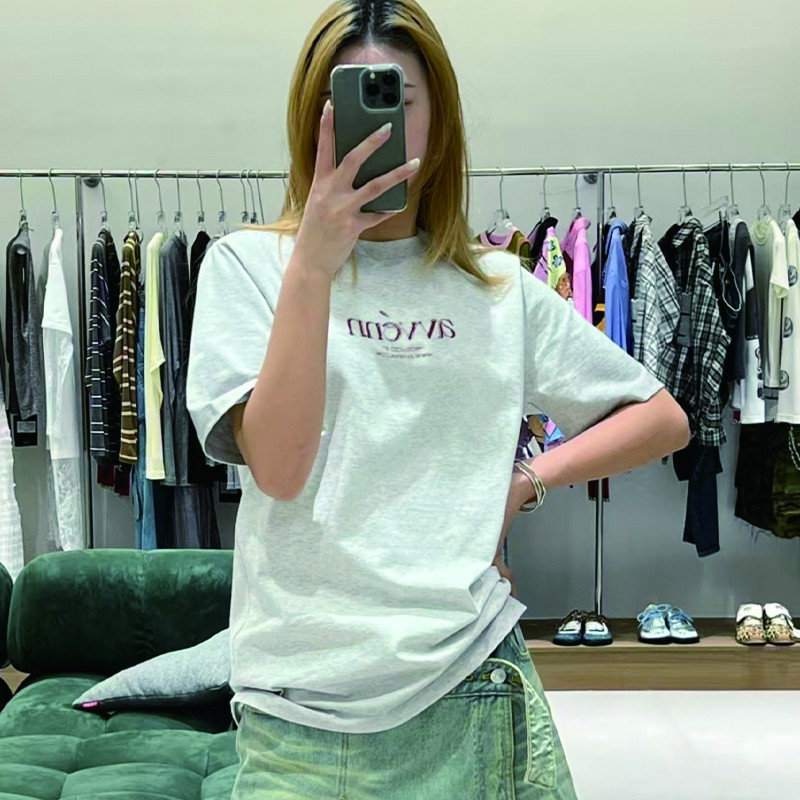 AVVENN2025春季新品百搭印花上衣时尚圆领短袖T恤