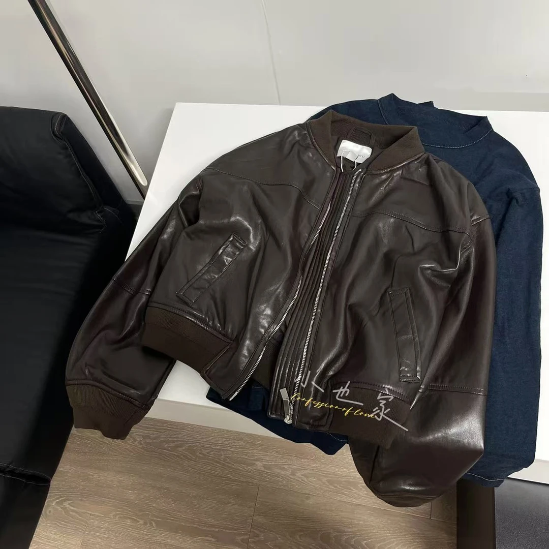 小也 小众设计师牌 美式焦糖 皮衣