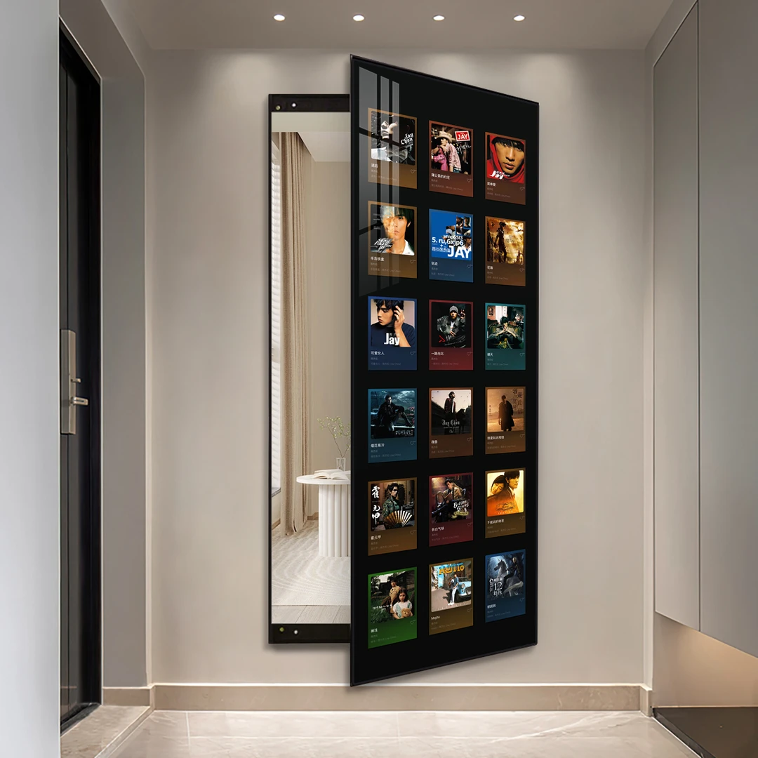 照片墙暗藏穿衣镜可关闭推拉隐藏式全身镜创意隐形家用玄关试衣镜