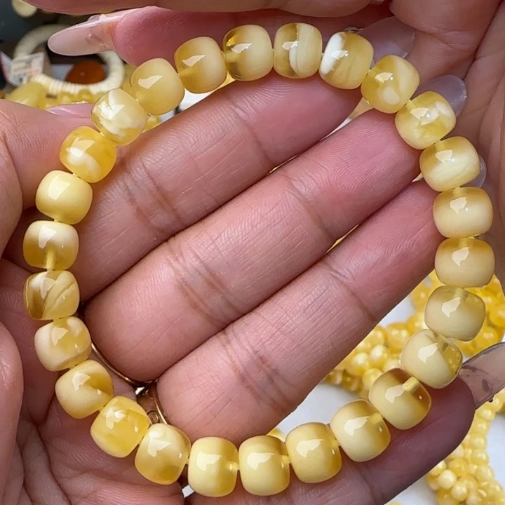 手链蜜蜡未镶嵌金白聚宝盆老型手串