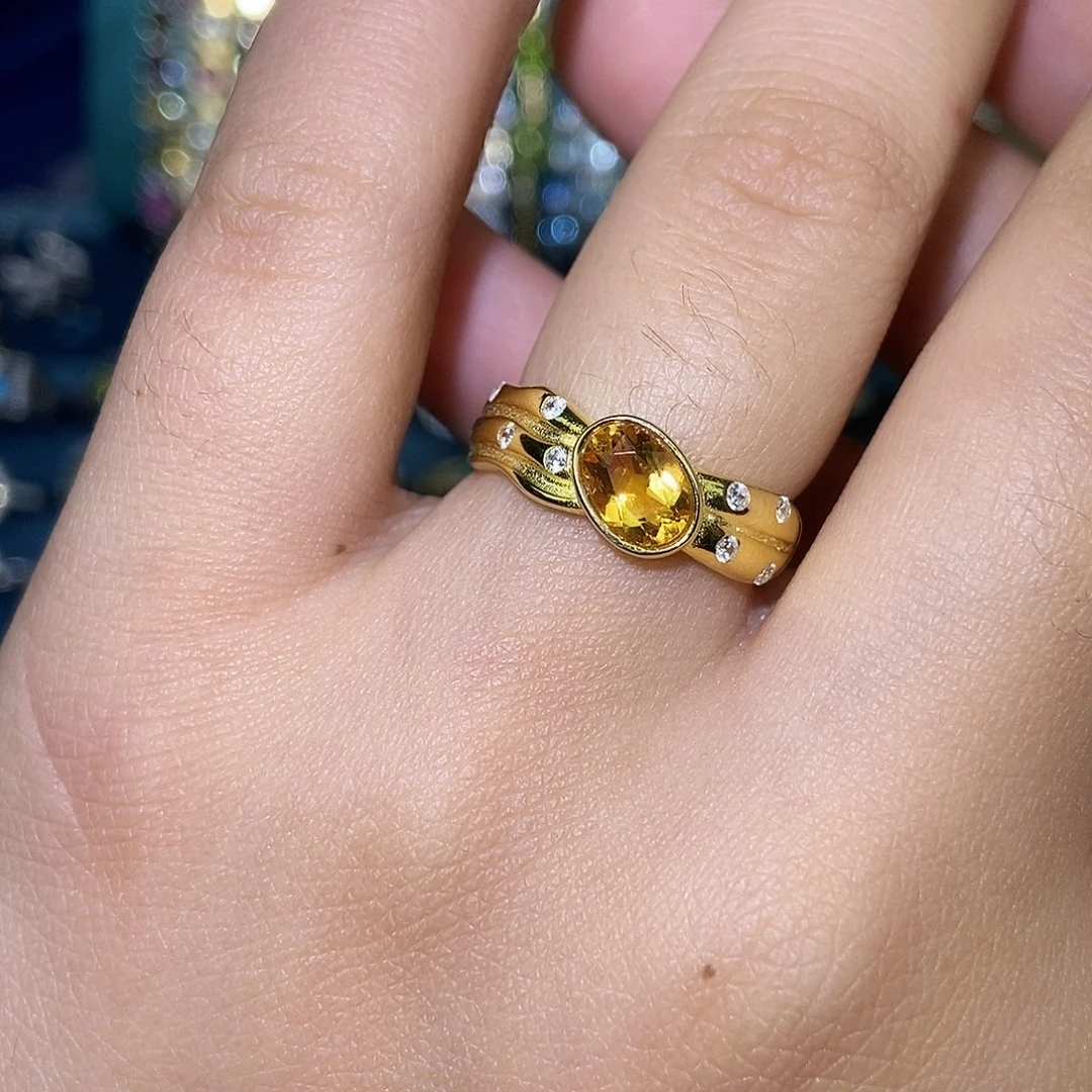 银S925镶嵌戒指黄晶