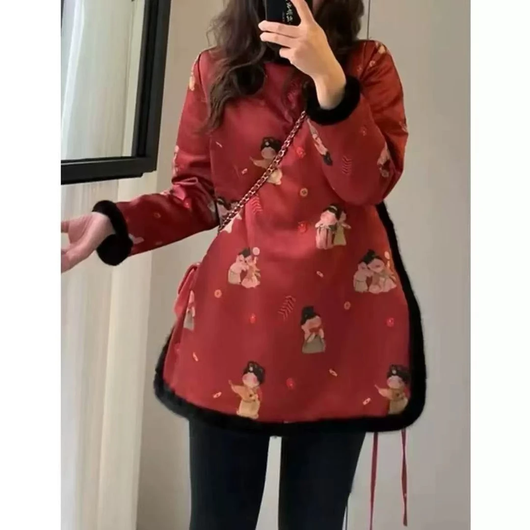 新中式女装中长款小唐人加棉