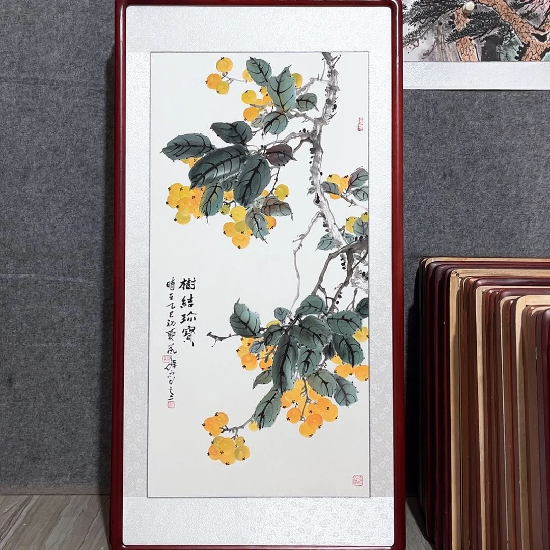 国画书画作品带框123×63厘米