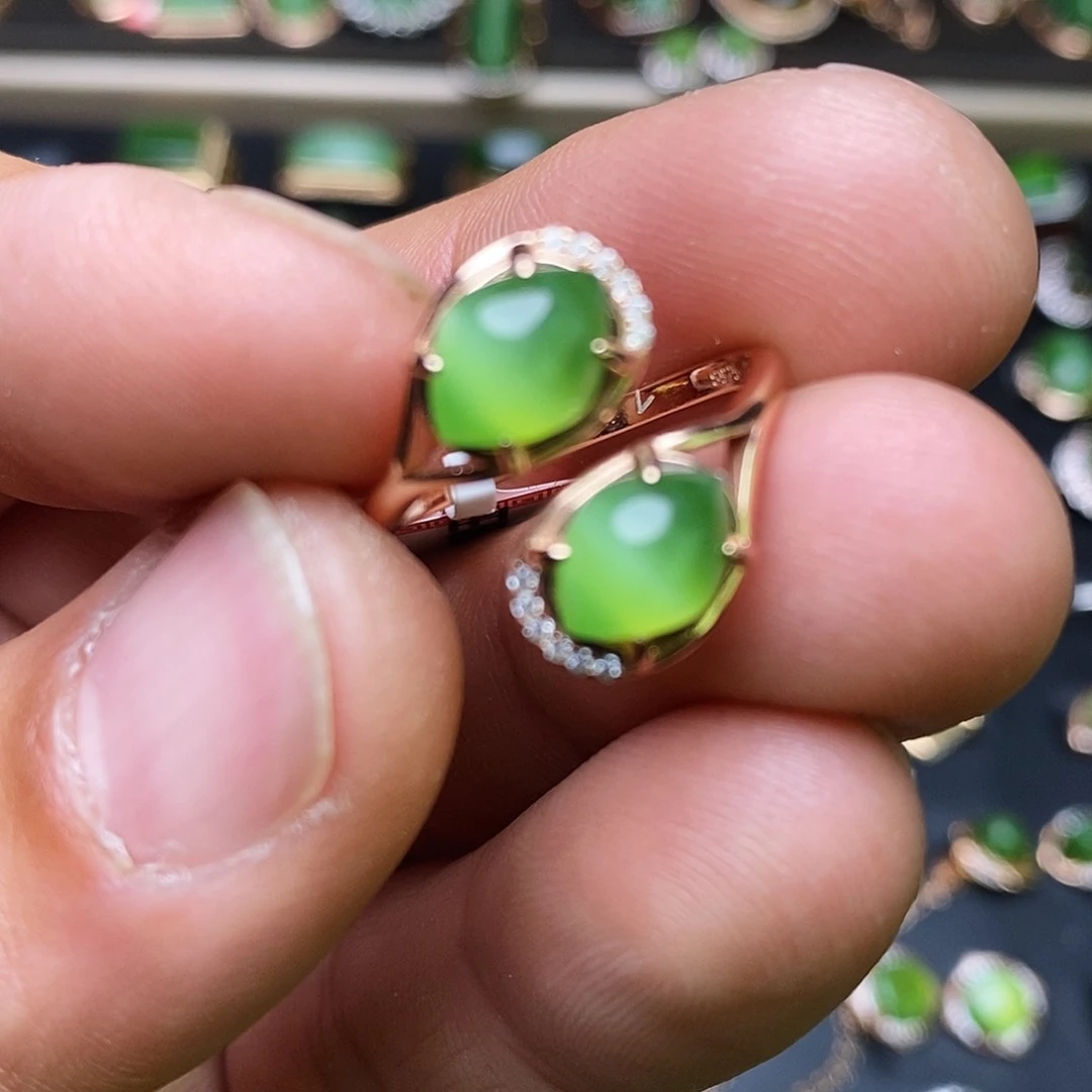 和田玉（碧玉）戒指银S925镶嵌