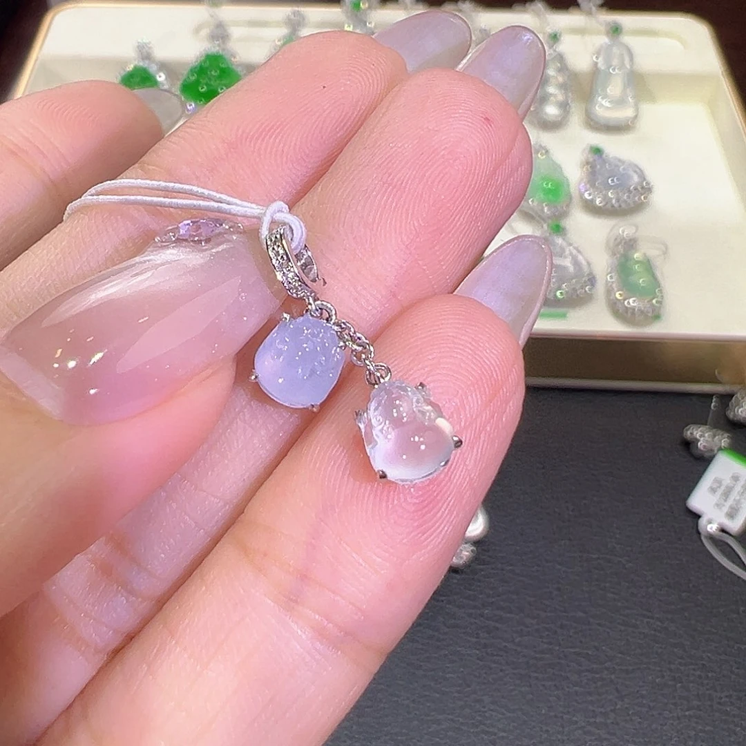 翡翠18K金镶嵌吊坠(不含链)小提溜