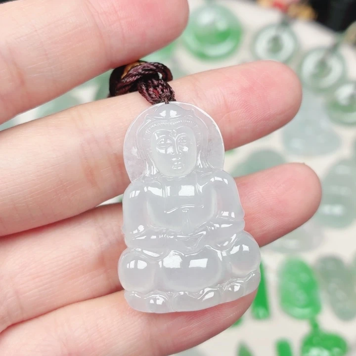 翡翠18K金镶嵌颈饰缅甸天然A货翡翠