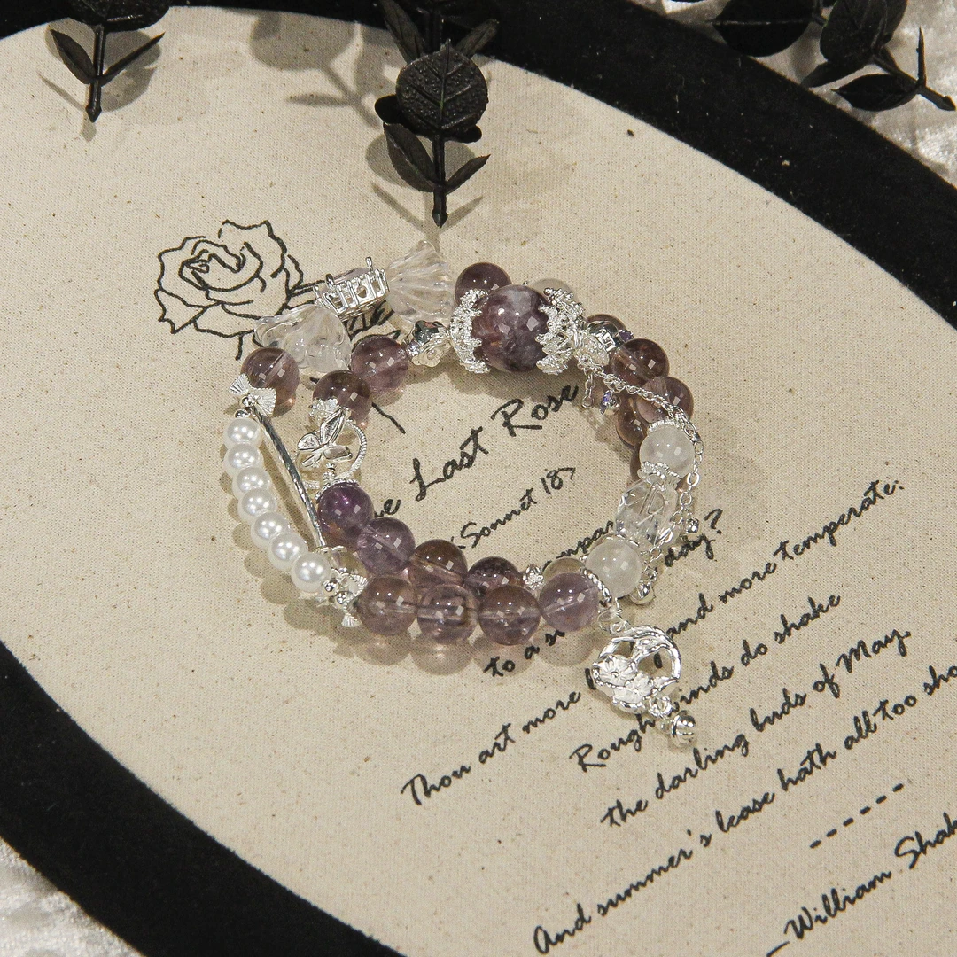 【飞天小女警】天然白水晶紫祖母紫水晶手串多样性发货发其一MMJ075