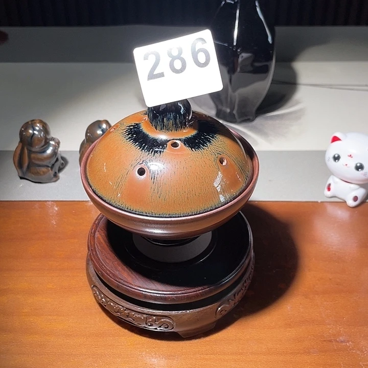 茶盏香炉金兔毫摆件福利