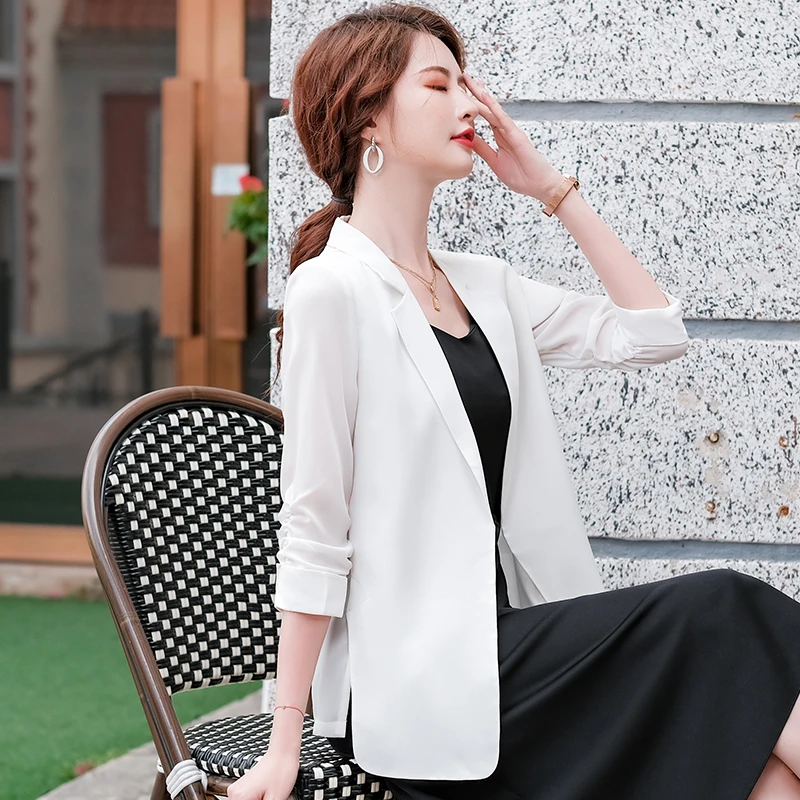 西装外套休闲夏季薄款职业上衣高级感小个子小西装洋气白色西服