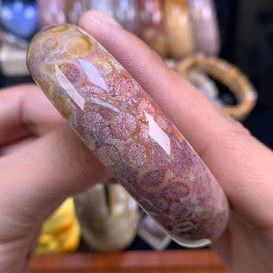 【闪购商品】颈饰未镶嵌硅化珊瑚（珊瑚玉）69号57圈紫红彩柠檬