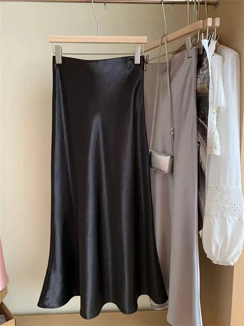 【明月半裙】2025夏季凉感女时尚百搭显瘦松紧腰时尚百搭半身裙