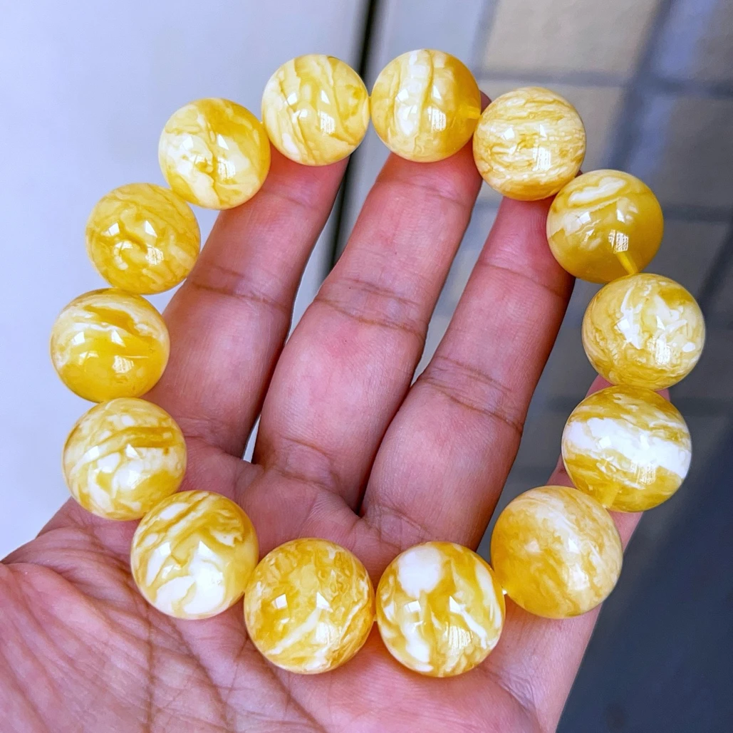 16+俄料金瓷白虎皮纹圆珠手串