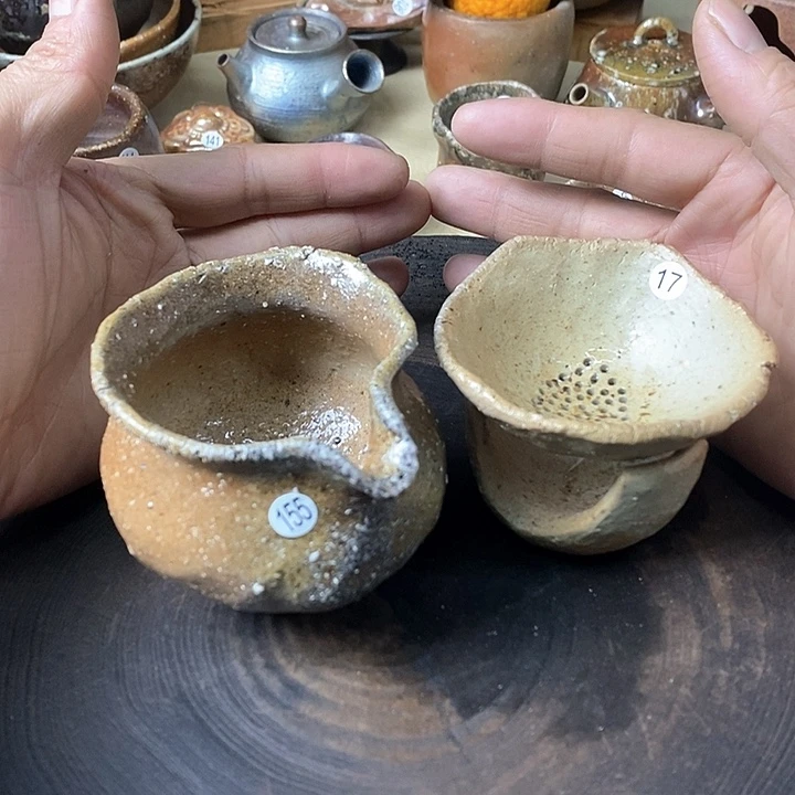 杯手工粗陶、柴烧茶器