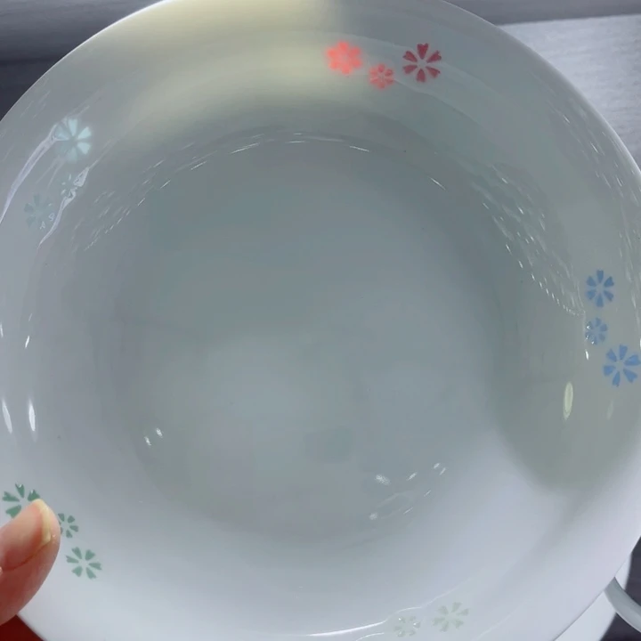 青花玲珑8寸窝盘三星花彩玲珑