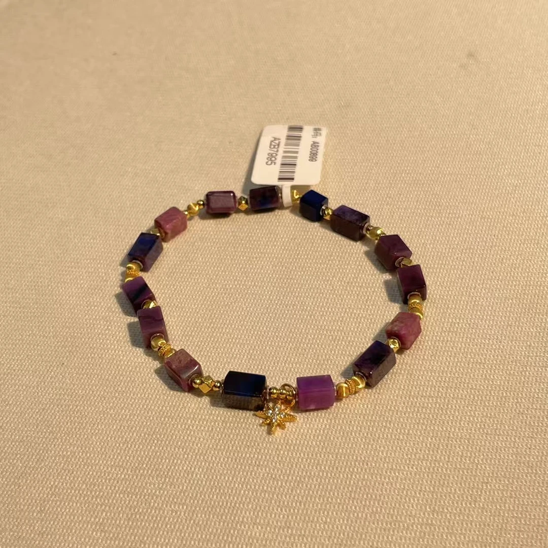 南非舒俱来幻彩四棱珠手串S925/16cm（紫寒）AZB7995