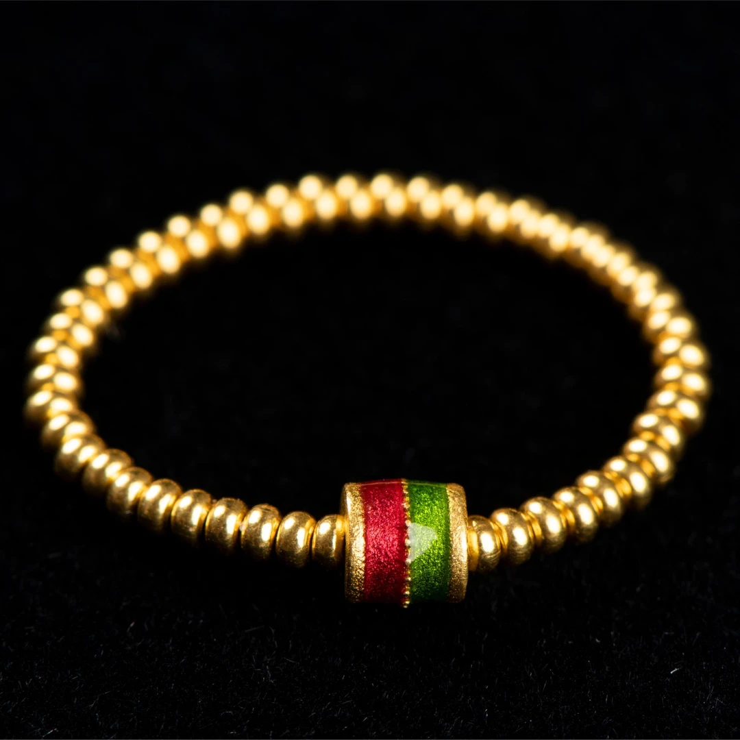 足金路路通戒指 圈口12-13 珠径1.8mm  金约1.3g