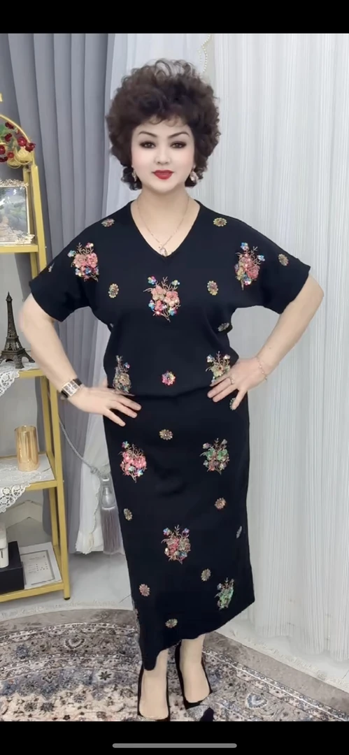 欧美风百搭气质时尚套装妈妈装女士上衣休闲夏季休闲风黑色短袖