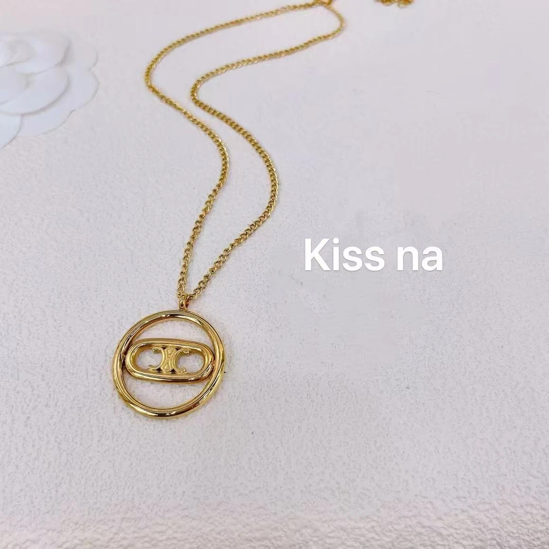 钛钢项链 【Kiss娜】钛钢3800时尚几何金色拱门项链轻奢饰品锁骨链