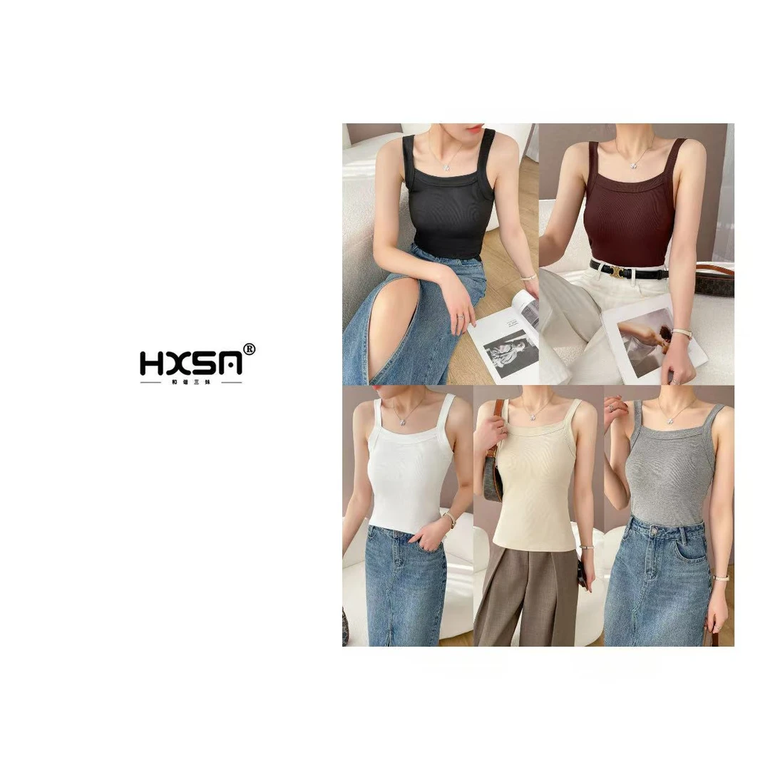HXSM「心水背心」春纯色挺括螺纹人棉百搭款3755