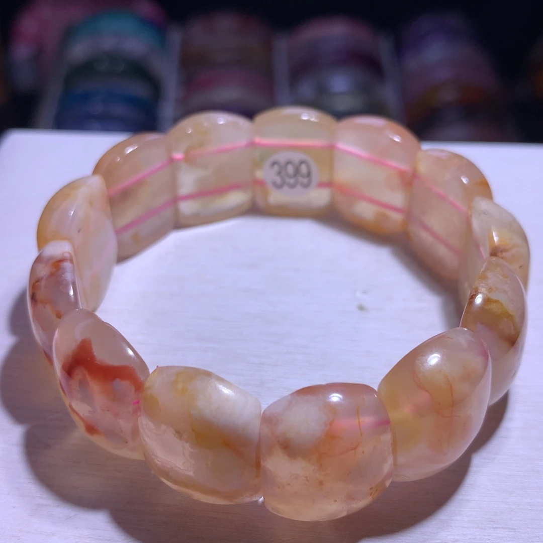 银S925镶嵌手串水晶樱花手牌20.6m