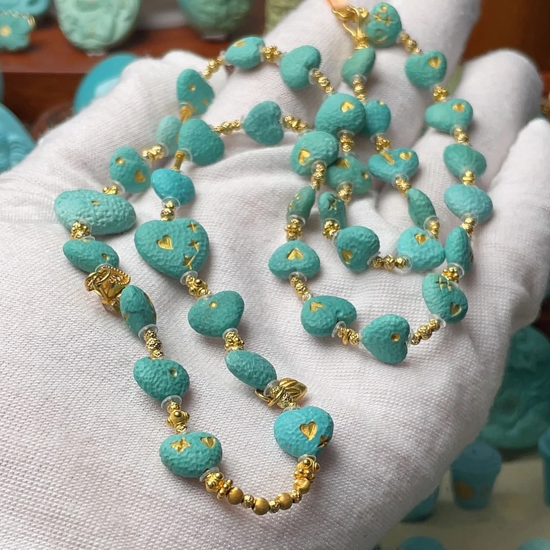 绿松石珠宝奇石18K金镶嵌