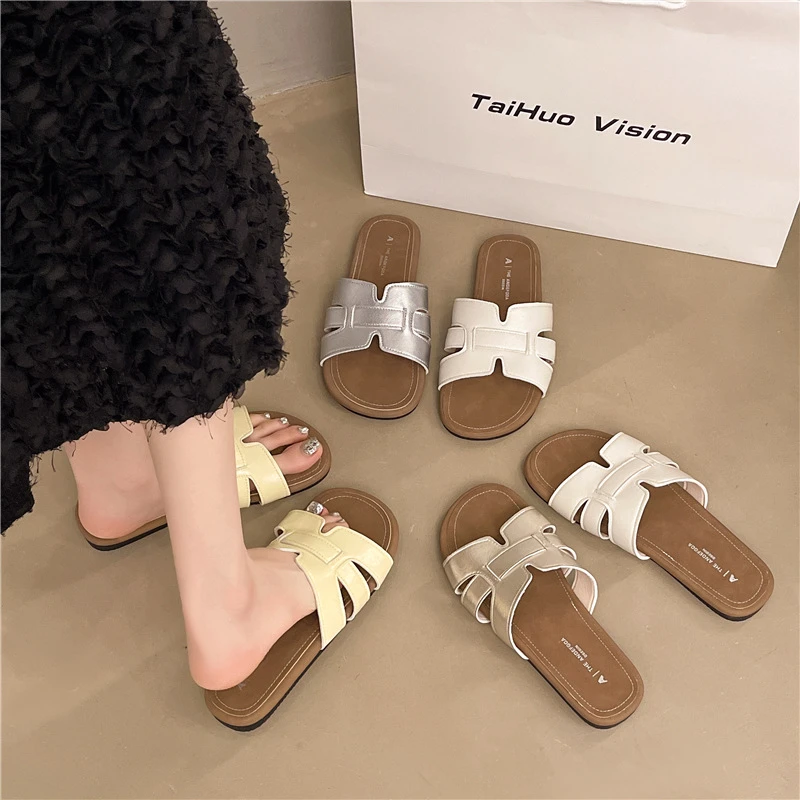 百搭平底一字凉拖鞋韩版必备网红仙女风夏季新款女女士外穿凉鞋