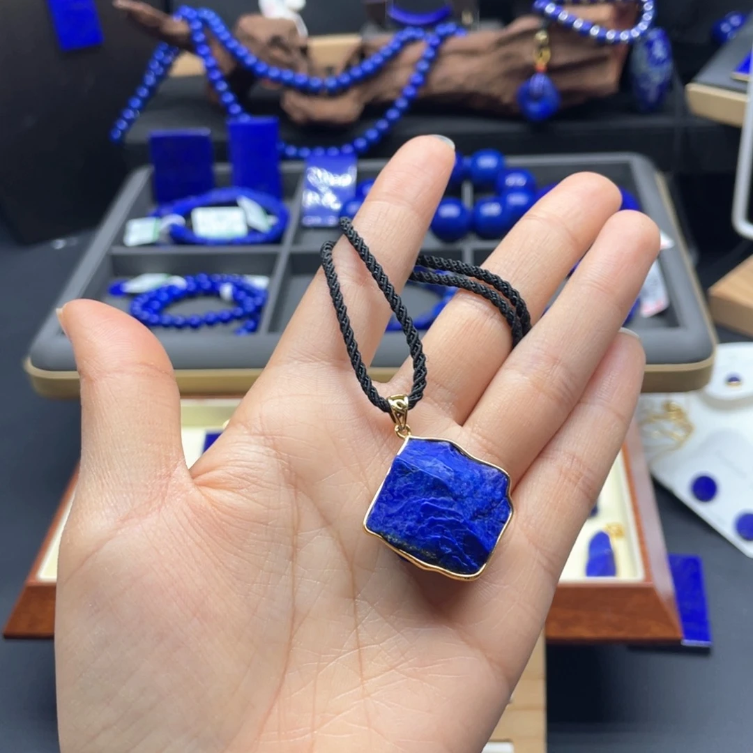 银S925镀金镶嵌青金石吊坠