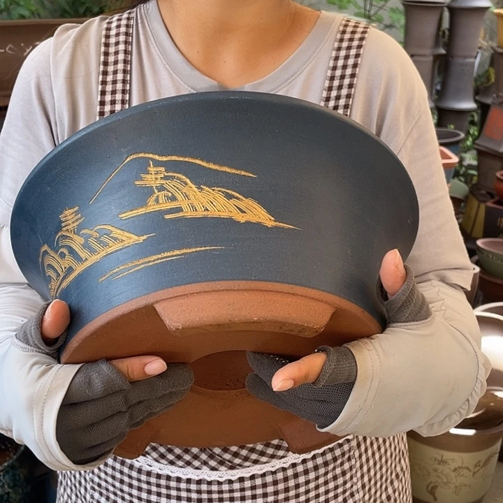 33蓝票口花盆紫砂花盆紫砂