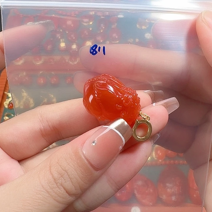 南红玛瑙银S925镶嵌吊坠