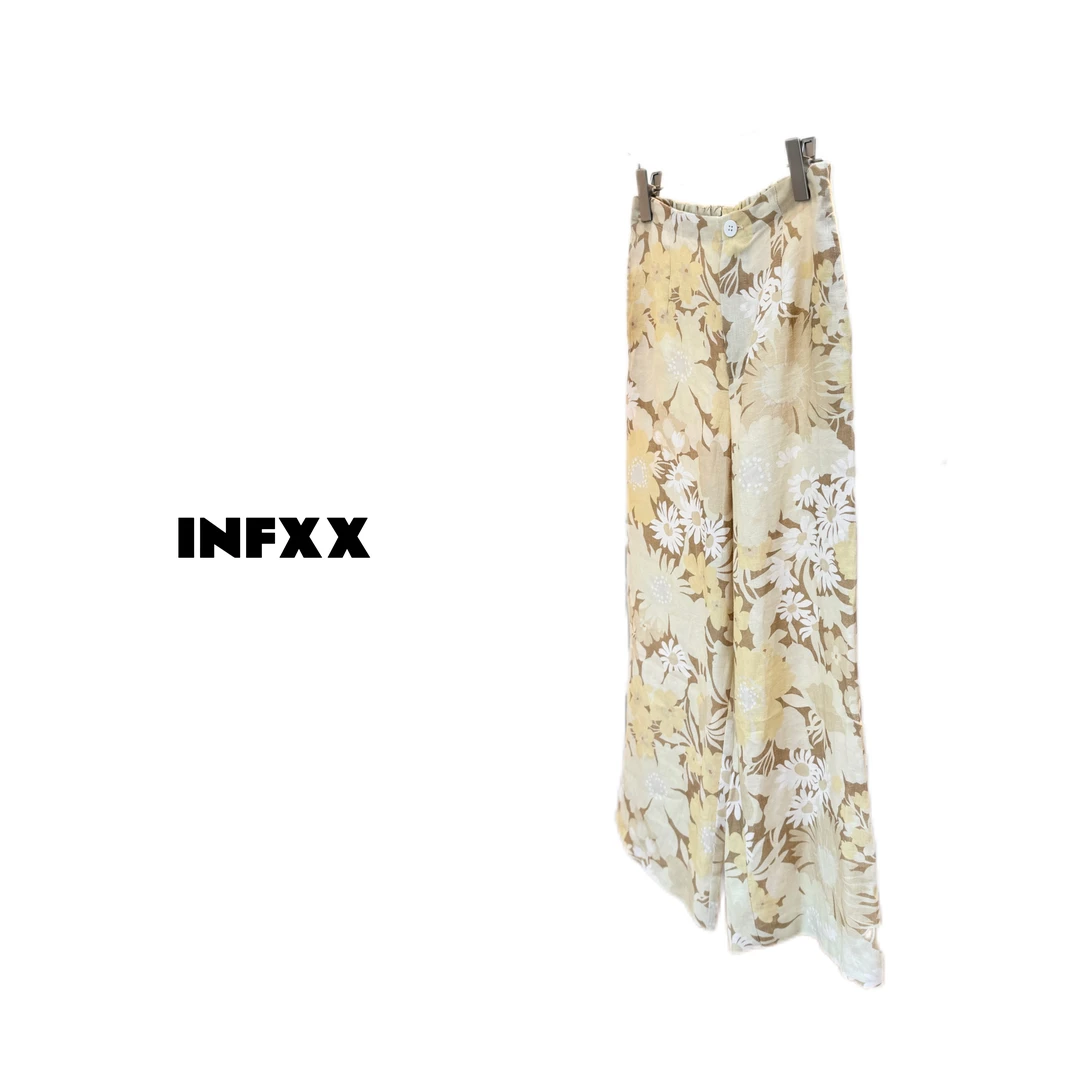 梵高向日葵花海系列亚麻九分裤